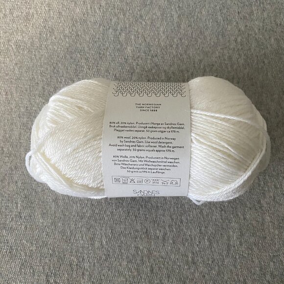 NWT Sandnes Garn Sisu Colour 1001 White Lot of 1 - Picture 3 of 6